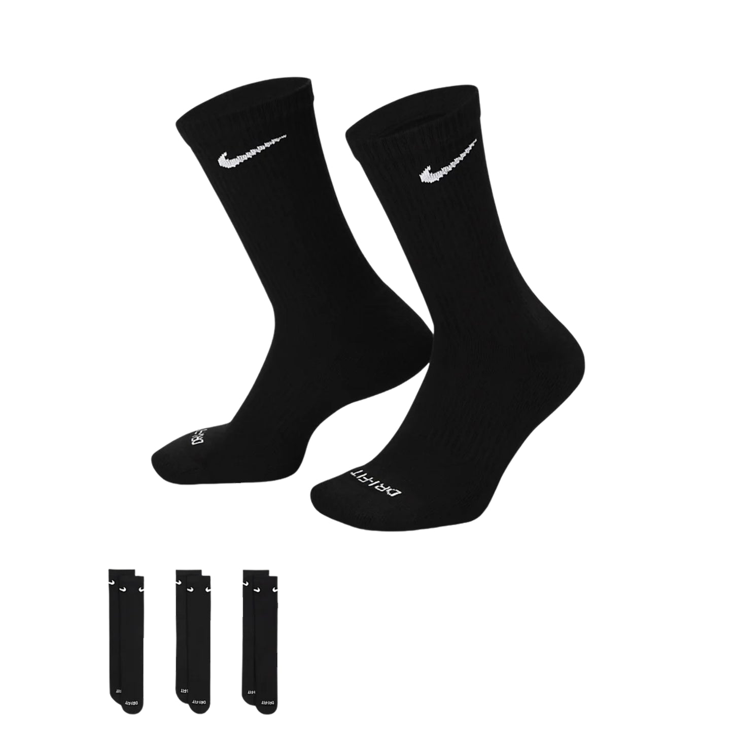 Nike Everyday Plus Cushioned Socks - 3 Pack Black / White