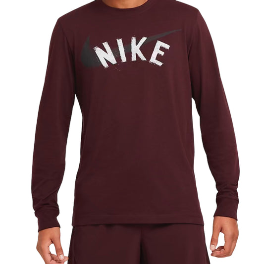 Nike DRI-FIT Long Sleeve Fitness T-shirt - Burgundy