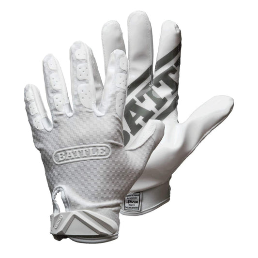 Battle Triple Threat Football Receiver Gloves - Triple White