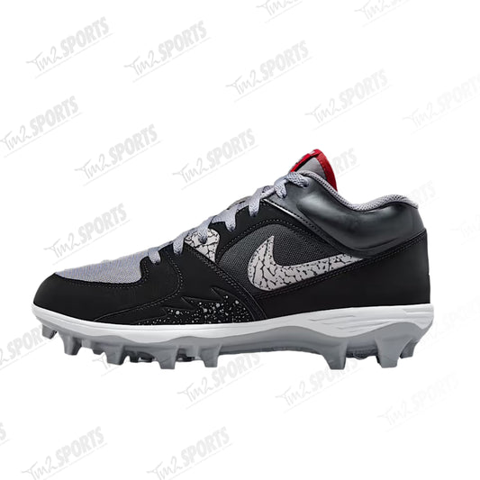 Nike JORDAN Stadium 90 Low TD Football Cleats - Black/Cement Grey/White/Fire Red