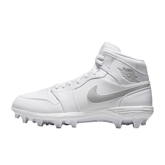 Nike JORDAN 1 Mid TD Football Cleats - White “Grey Fog”