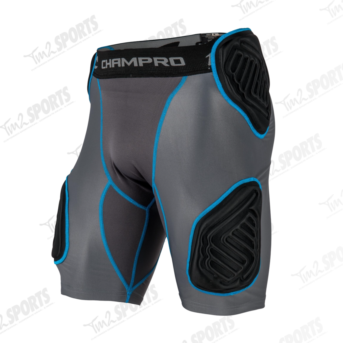 Champro Bull Rush 5-Pad Girdle - Charcoal/Blue