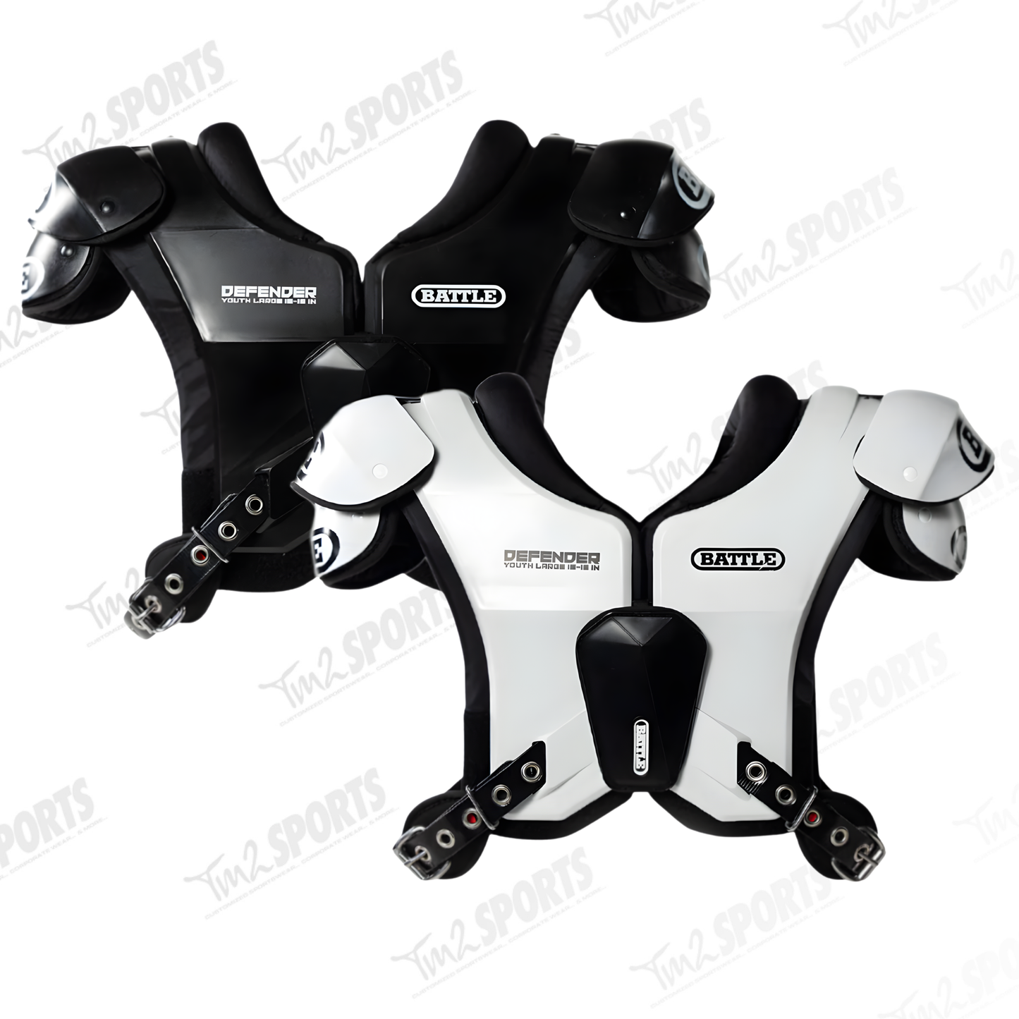 Battle Defender Lightweight Football Shoulder Pads - Black