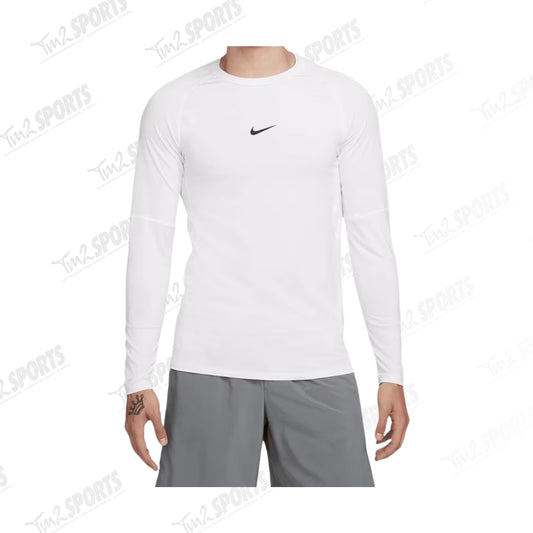 Nike Pro Men's Dri-FIT Tight Long-Sleeve Fitness Top - White