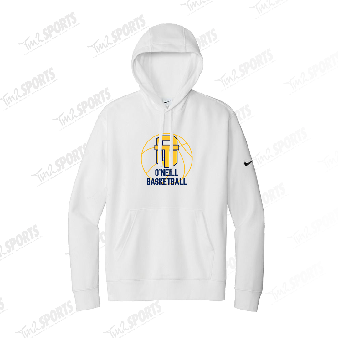 ONBB25 - Nike Club Fleece Sleeve Swoosh Pullover Hoodie - White