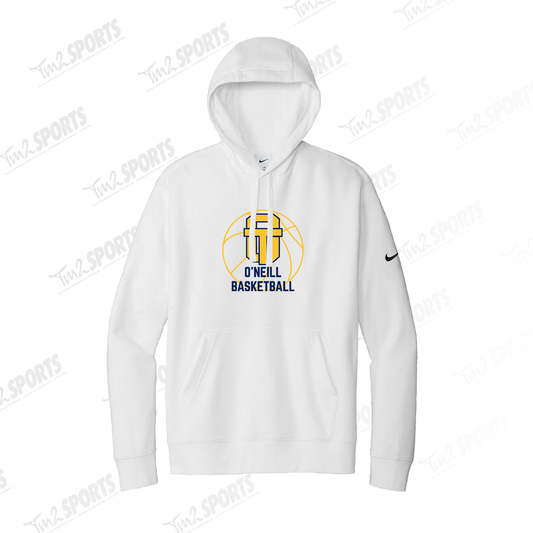 ONBB25 - Nike Club Fleece Sleeve Swoosh Pullover Hoodie - White