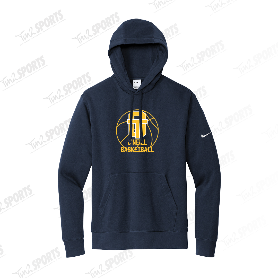 ONBB25 - Nike Club Fleece Sleeve Swoosh Pullover Hoodie - Navy