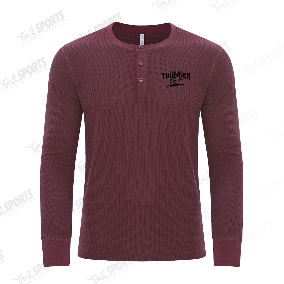 RTFAN25 - ESACTIVE Vintage Thermal Long Sleeve Henley - Maroon