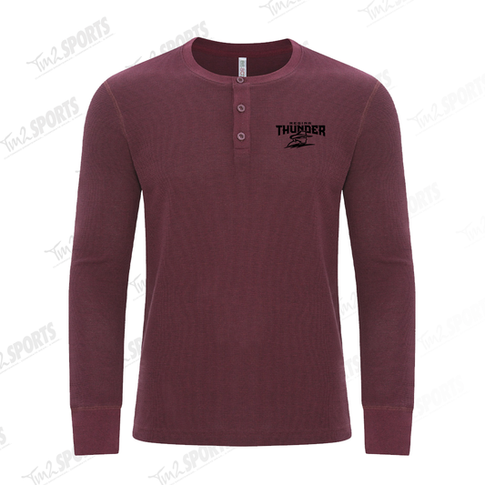 RTFAN25 - ESACTIVE Vintage Thermal Long Sleeve Henley - Maroon
