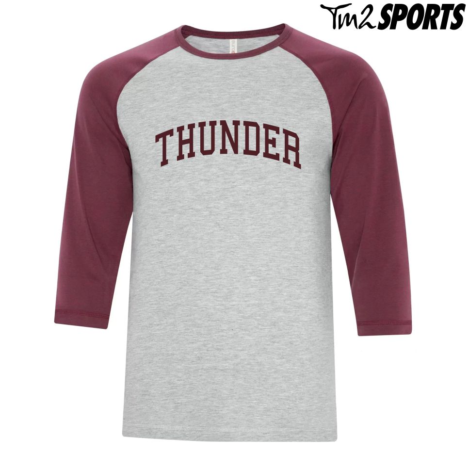 RTFAN25 - Ringspun Baseball Tee - Grey/Maroon