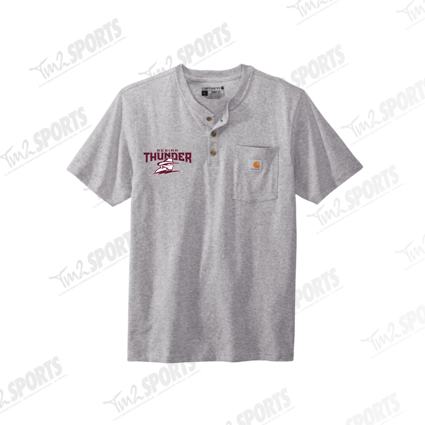 26RTFAN - Carhartt Short Sleeve Henley T-Shirt - Heather Grey