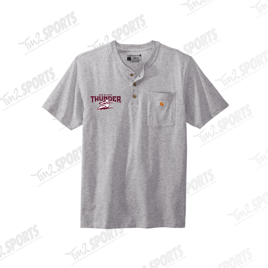 26RTFAN - Carhartt Short Sleeve Henley T-Shirt - Heather Grey