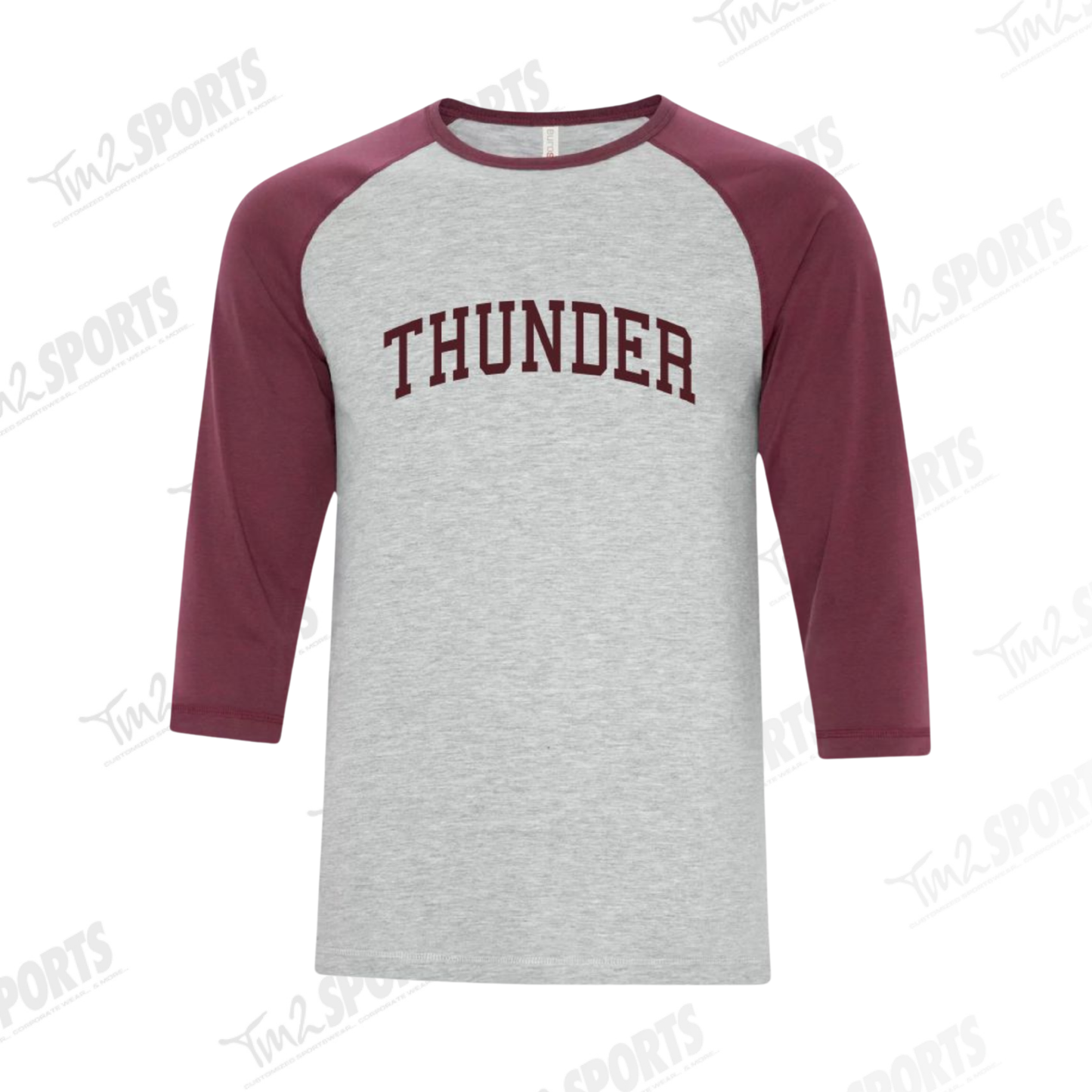 26RTFAN - Ringspun Baseball Tee - Grey/Maroon