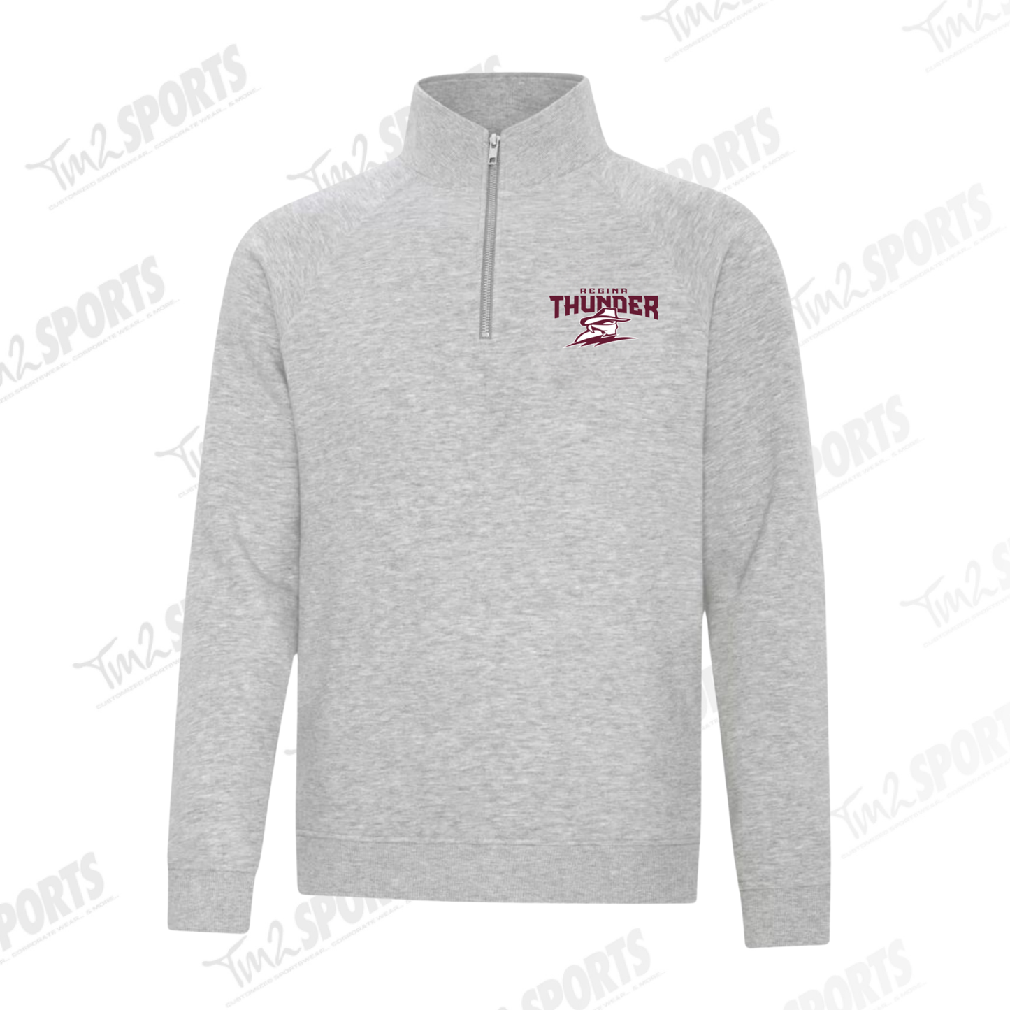 26RTFAN - Fleece Vintage 1/4 Zip Sweatshirt - Grey