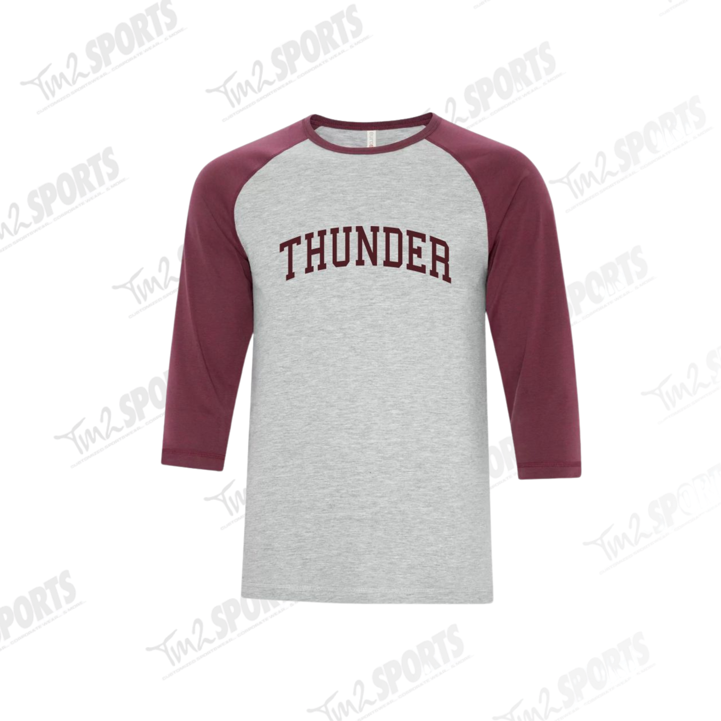 26RTFAN - Ringspun Baseball Tee - Grey/Maroon