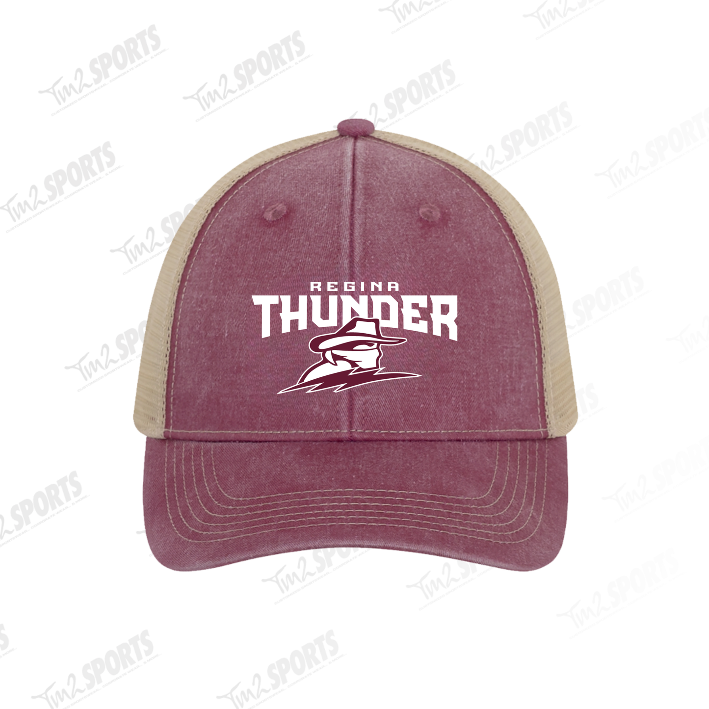 26RTFAN - Pigment Dyed Trucker Hat - Maroon/Creme