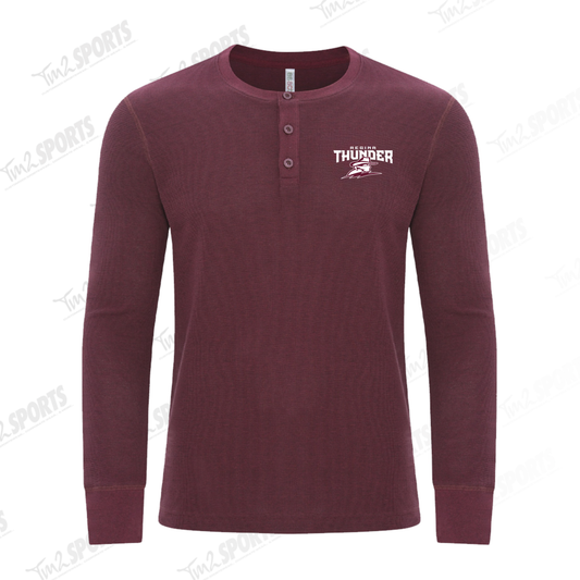 26RTFAN - ESACTIVE Vintage Thermal Long Sleeve Henley - Maroon