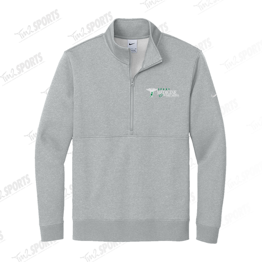 SMSC25 - Mens Nike Club Fleece Sleeve Swoosh 1/2 Zip - Dark Heather Grey