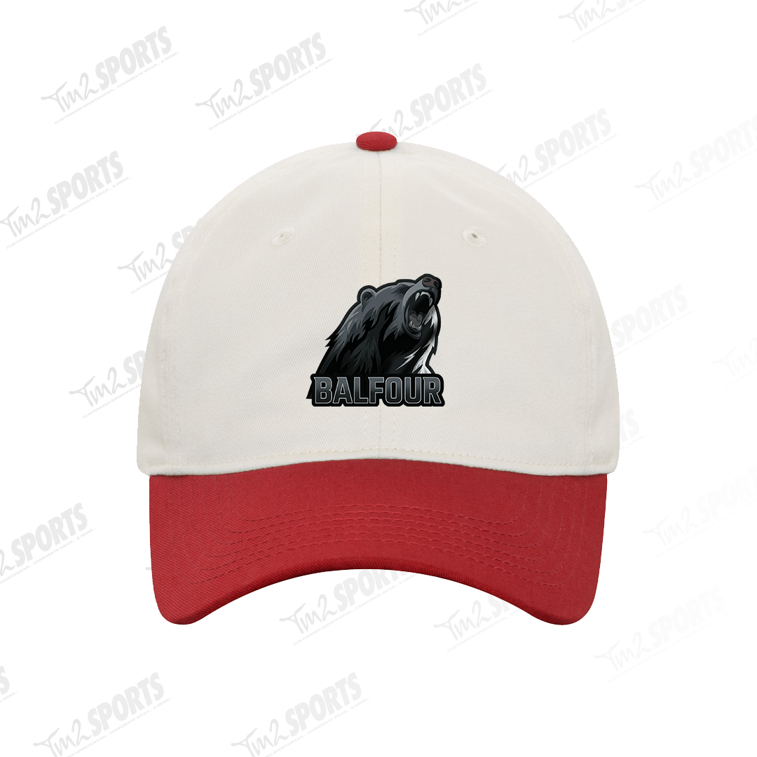 BALFC26 - Two Tone Unstructured Snapback Cap - Natural/Red